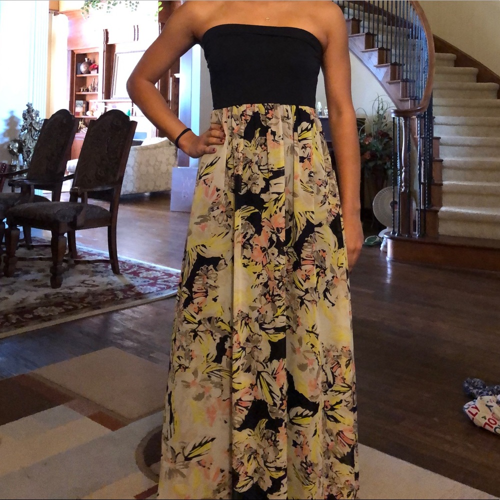 Navy Blue Floral Maxi Dress